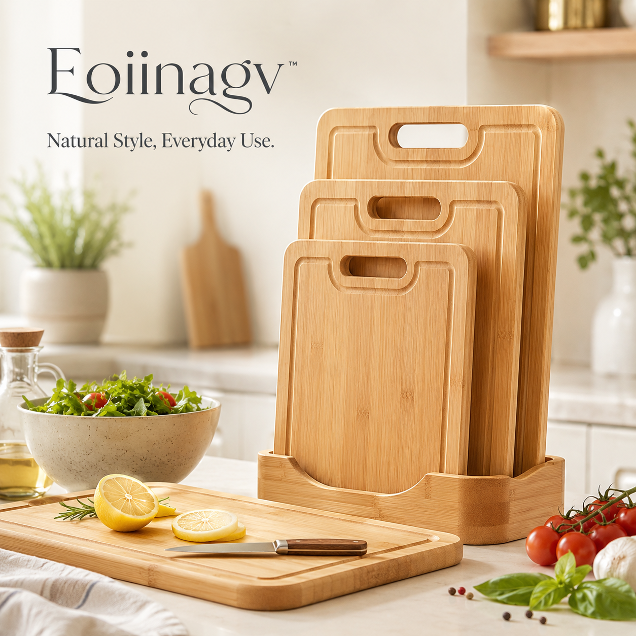 Eoiinagv™ Bamboo Cutting Board Set